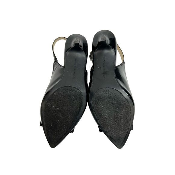 Adrienne Vittadini Shaniya black patent leather pointed toe sling back heels siz - Picture 10 of 16